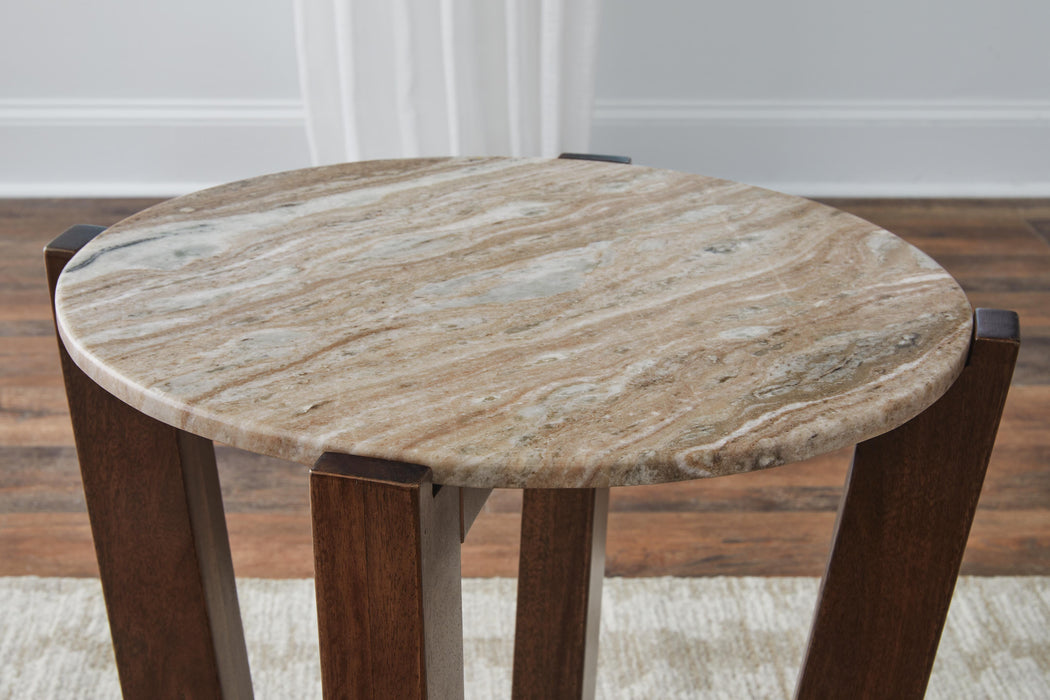 Signature Design Warm Brown Round End Table