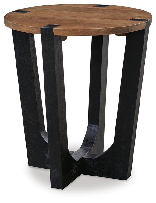 Signature Design Brown/Black Round End Table