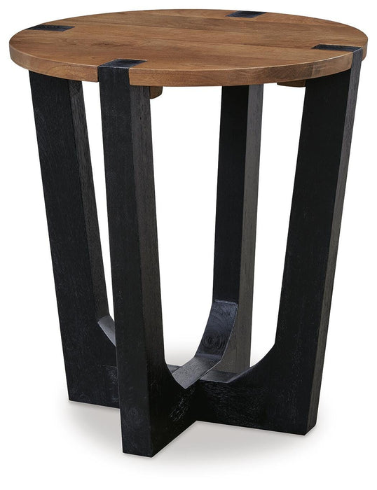 Signature Design Brown/Black Round End Table