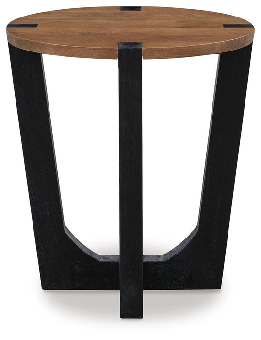 Signature Design Brown/Black Round End Table