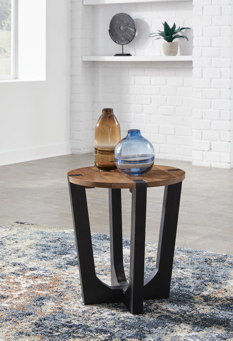 Signature Design Brown/Black Round End Table