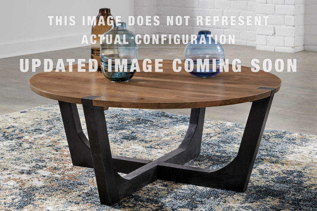 Signature Design Brown/Black Round End Table