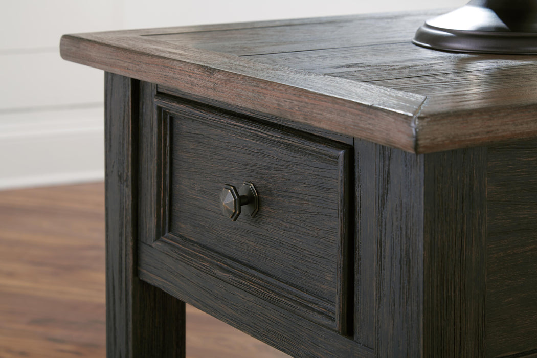 Signature Design Grayish Brown/Black Rectangular End Table