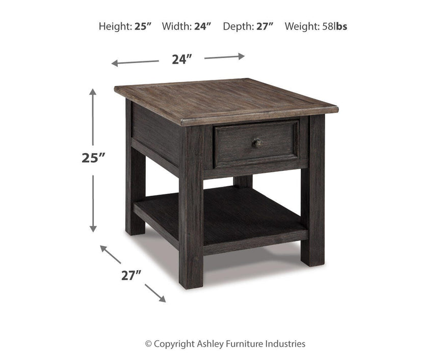 Signature Design Grayish Brown/Black Rectangular End Table