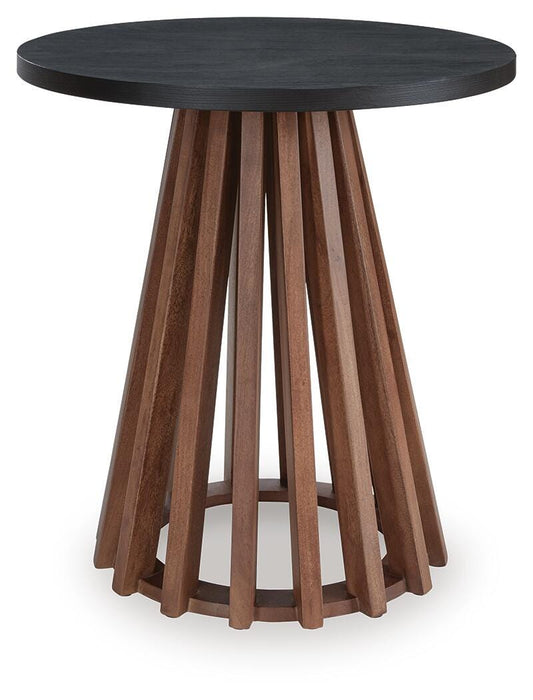 Signature Design Warm Brown/Black Round End Table