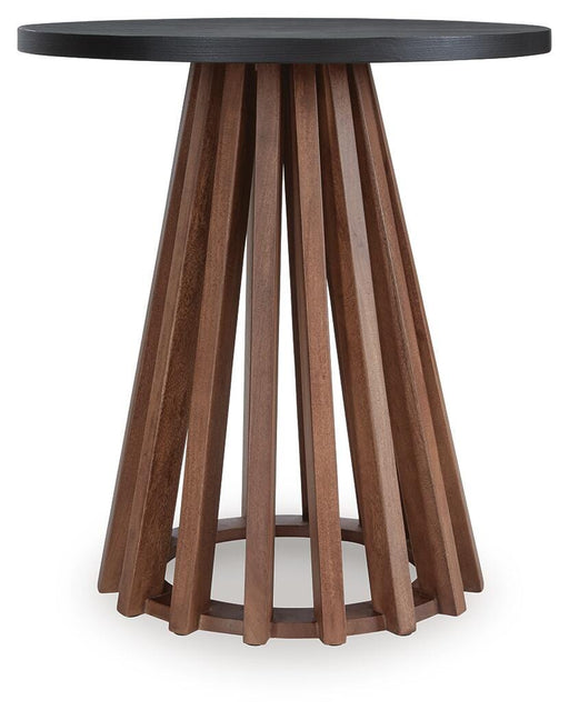 Signature Design Warm Brown/Black Round End Table