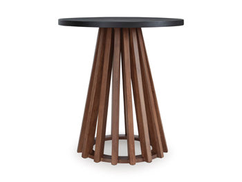 Signature Design Warm Brown/Black Round End Table