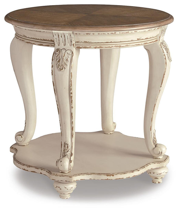 Signature Design White/Brown Round End Table
