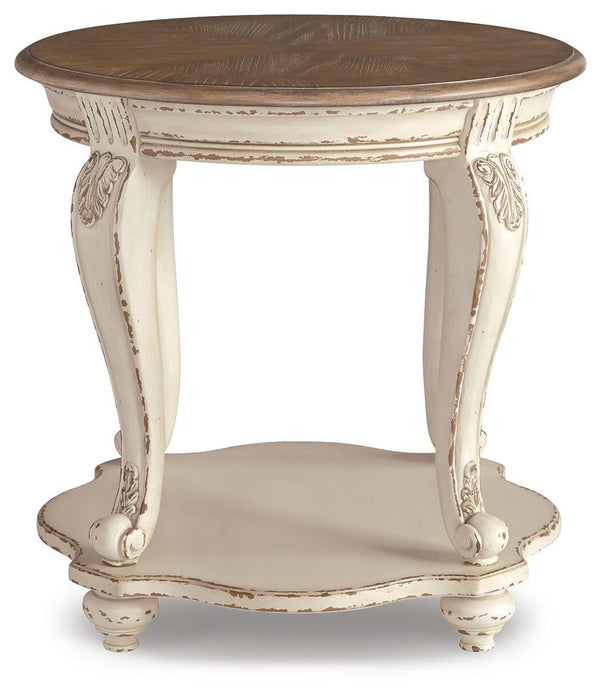 Signature Design White/Brown Round End Table