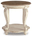 Signature Design White/Brown Round End Table