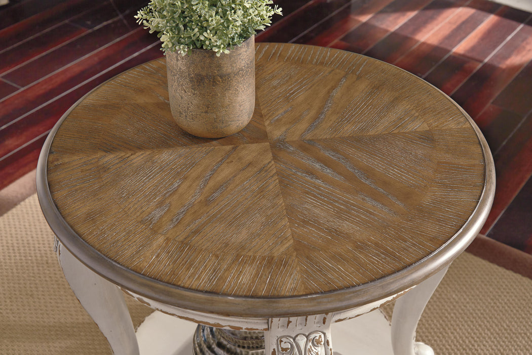 Signature Design White/Brown Round End Table