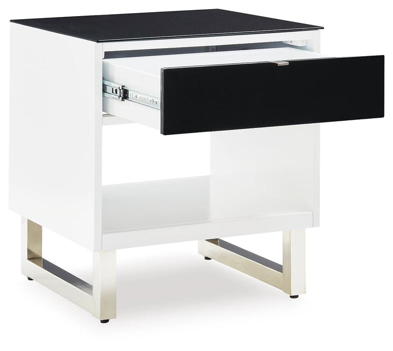 Signature Design White/Black Rectangular End Table