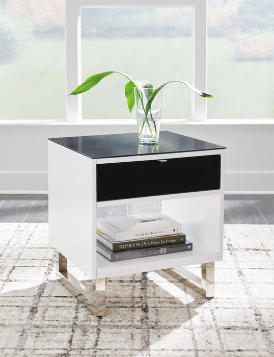 Signature Design White/Black Rectangular End Table