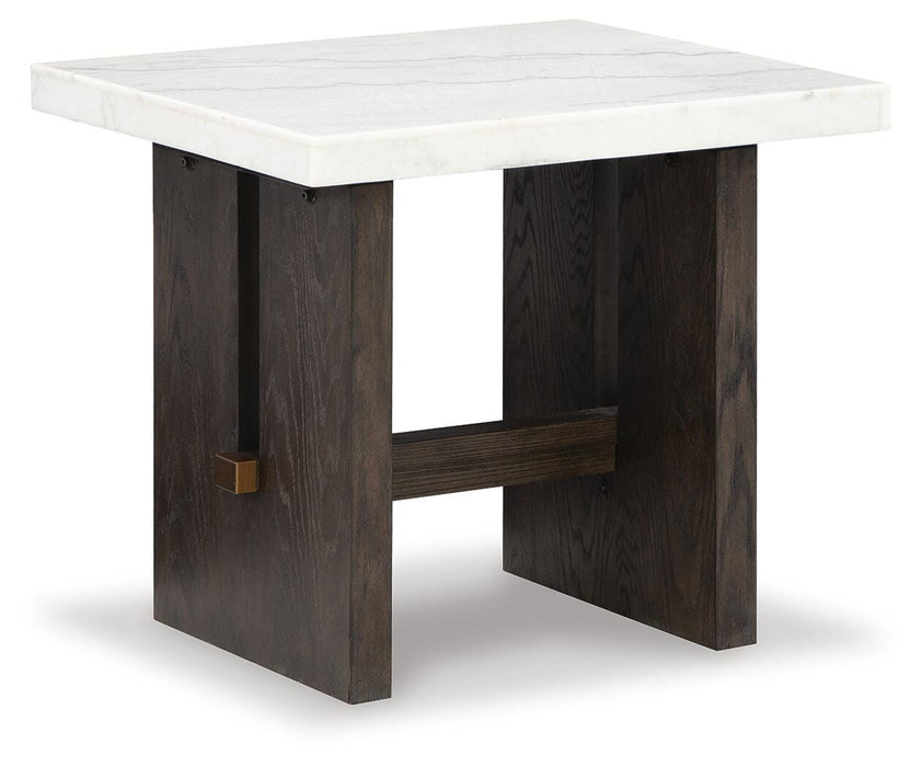 Signature Design White/Dark Brown Rectangular End Table