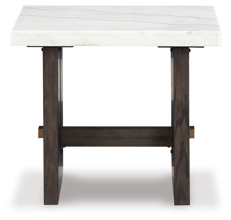 Signature Design White/Dark Brown Rectangular End Table