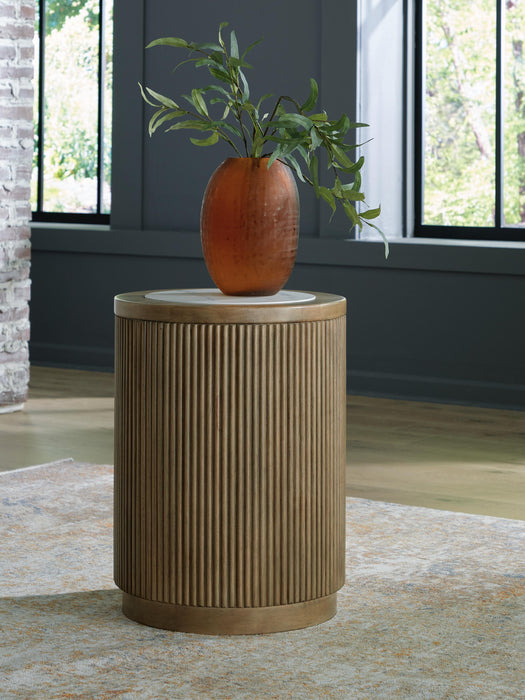 Signature Design Light Brown/White Round End Table