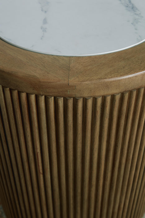 Signature Design Light Brown/White Round End Table