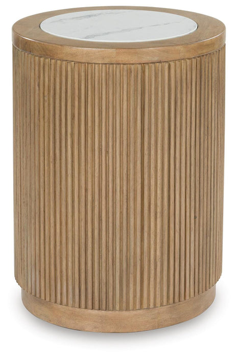 Signature Design Light Brown/White Round End Table