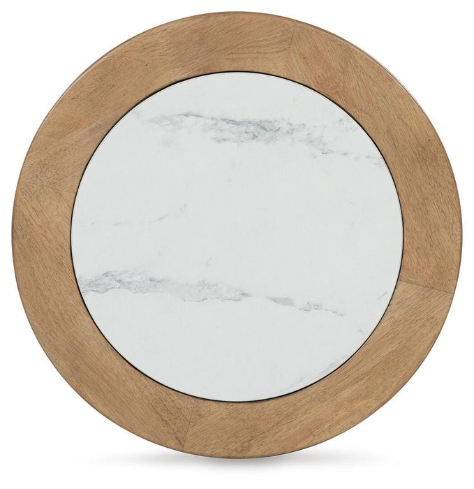 Signature Design Light Brown/White Round End Table