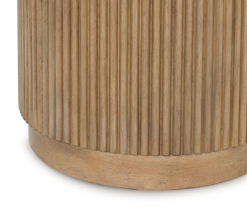 Signature Design Light Brown/White Round End Table