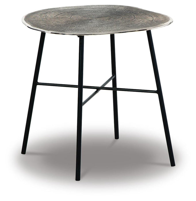 Signature Design Chrome/Black Round End Table
