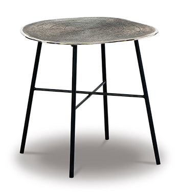 Signature Design Chrome/Black Round End Table