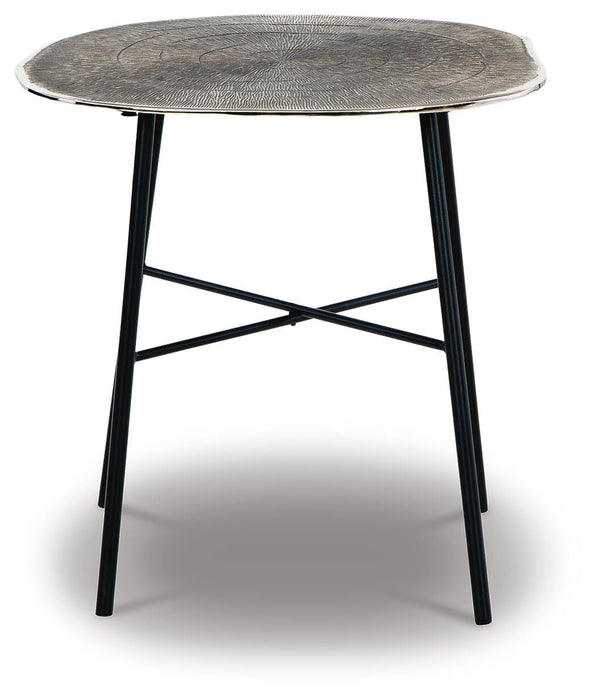 Signature Design Chrome/Black Round End Table