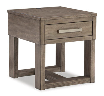 Signature Design Grayish Brown/White Rectangular End Table