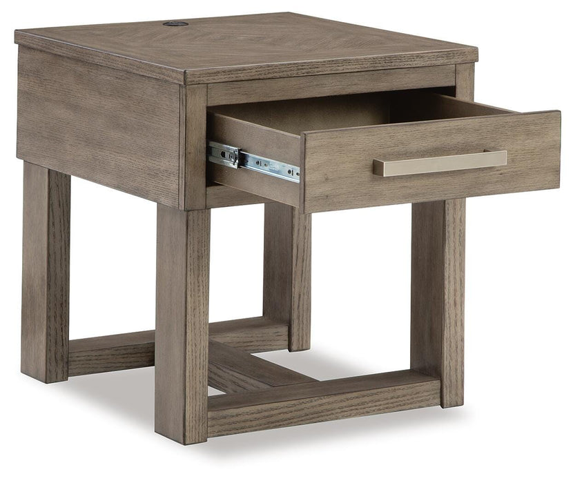 Signature Design Grayish Brown/White Rectangular End Table