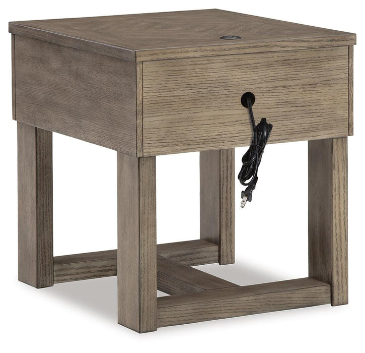 Signature Design Grayish Brown/White Rectangular End Table