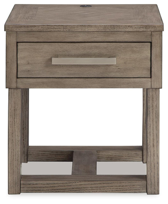 Signature Design Grayish Brown/White Rectangular End Table