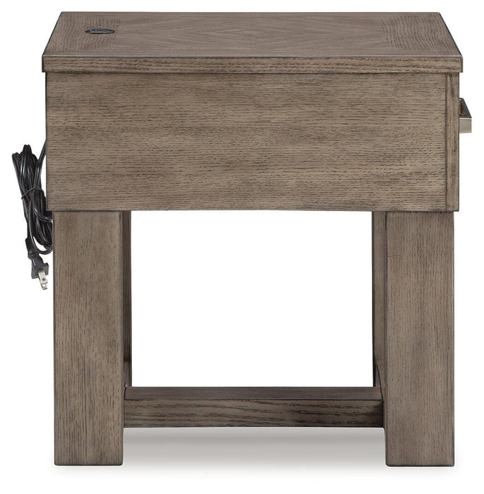 Signature Design Grayish Brown/White Rectangular End Table