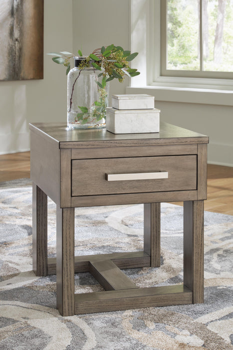 Signature Design Grayish Brown/White Rectangular End Table