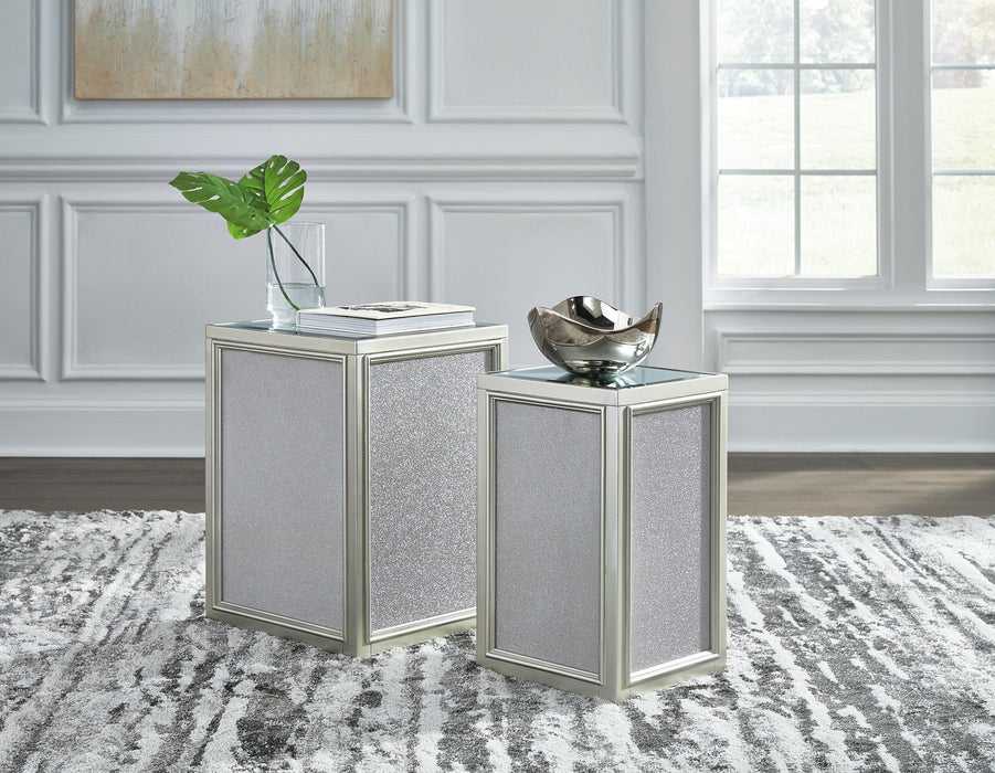 Signature Design Silver Finish Nesting End Tables (2/CN)