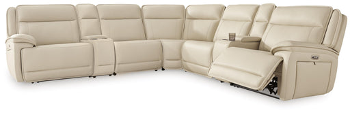 Signature Design Almond 7-Piece Reclining Sectional with 2 Consoles