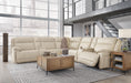 Signature Design Almond 7-Piece Reclining Sectional with 2 Consoles