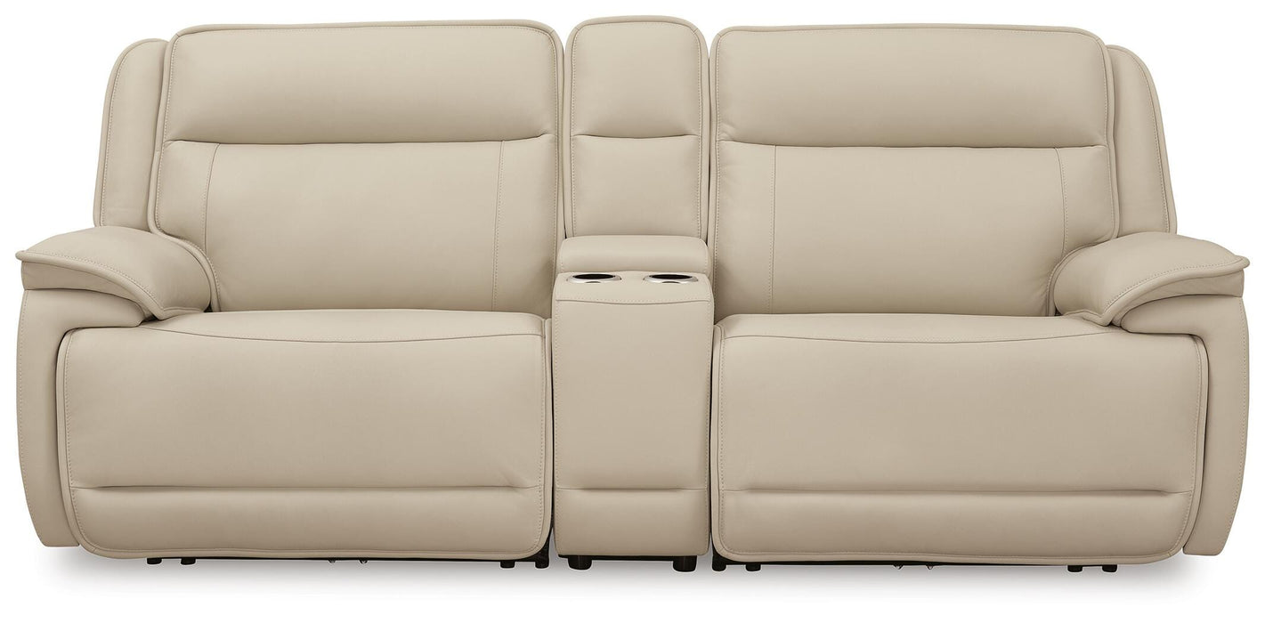 Signature Design Almond 3-Piece Power Reclining Loveseat Sectional with Console