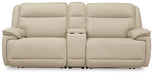 Signature Design Almond 3-Piece Power Reclining Loveseat Sectional with Console
