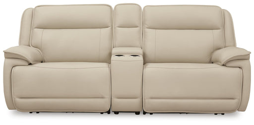 Signature Design Almond 3-Piece Power Reclining Loveseat Sectional with Console