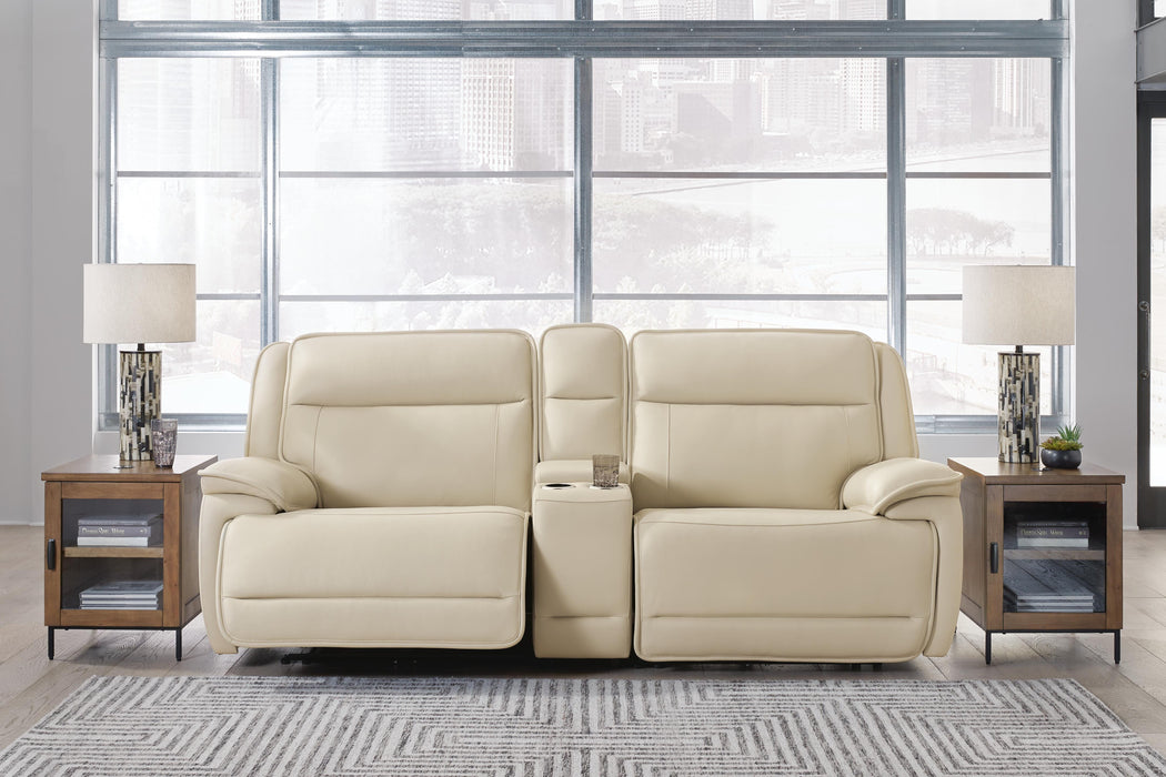 Signature Design Almond 3-Piece Power Reclining Loveseat Sectional with Console