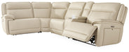 Signature Design Almond 5-Piece Reclining Sectional with Console