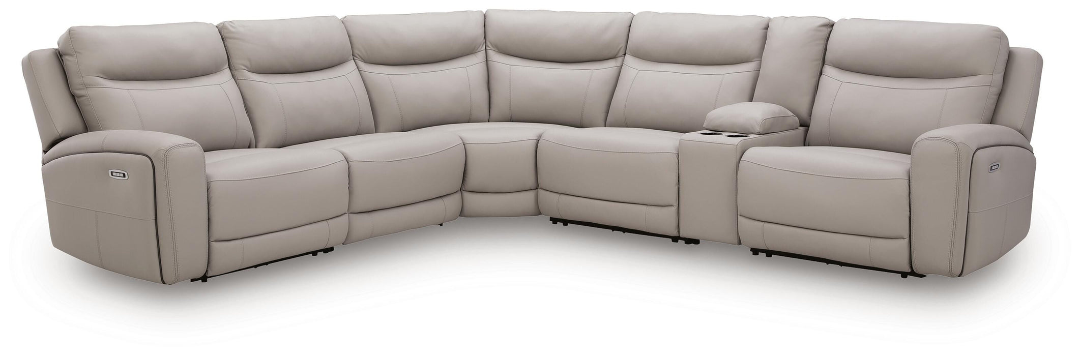 Benchcraft Gray 6-Piece Power Reclining Sectional with Storage Console