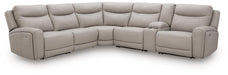 Benchcraft Gray 6-Piece Power Reclining Sectional with Storage Console