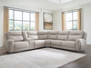 Benchcraft Gray 6-Piece Power Reclining Sectional with Storage Console