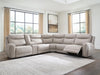 Benchcraft Gray 6-Piece Power Reclining Sectional with Storage Console