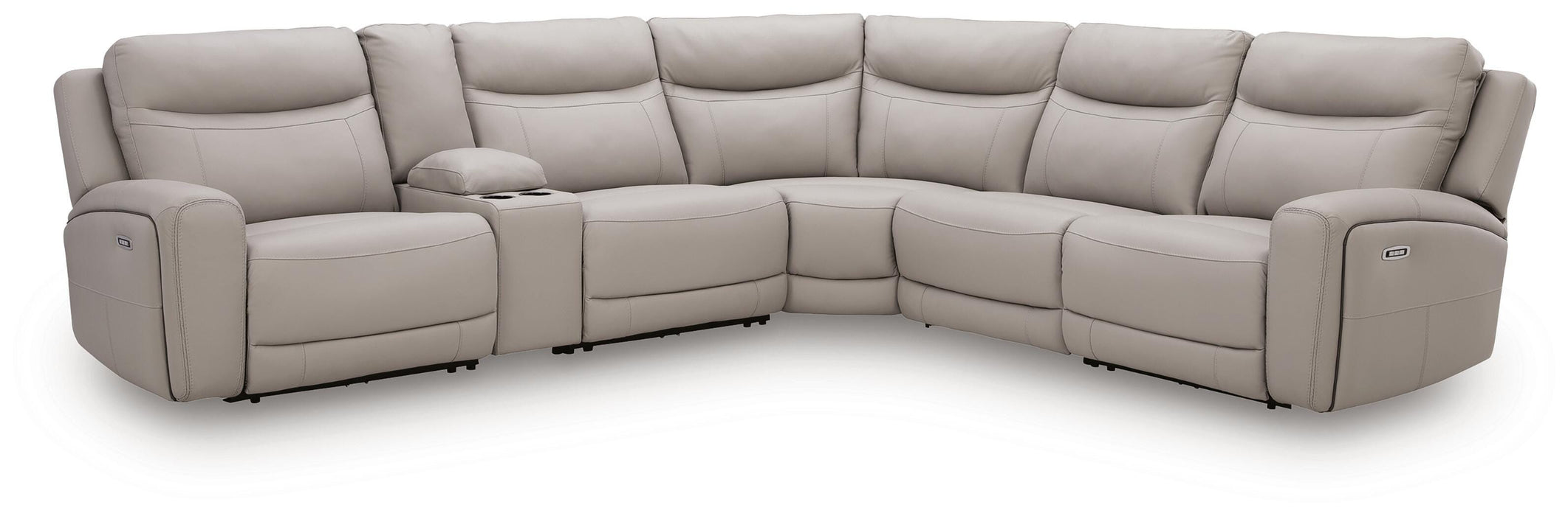 Benchcraft Gray 6-Piece Power Reclining Sectional with Storage Console