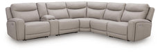 Benchcraft Gray 6-Piece Power Reclining Sectional with Storage Console