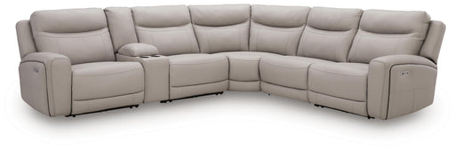 Benchcraft Gray 6-Piece Power Reclining Sectional with Storage Console