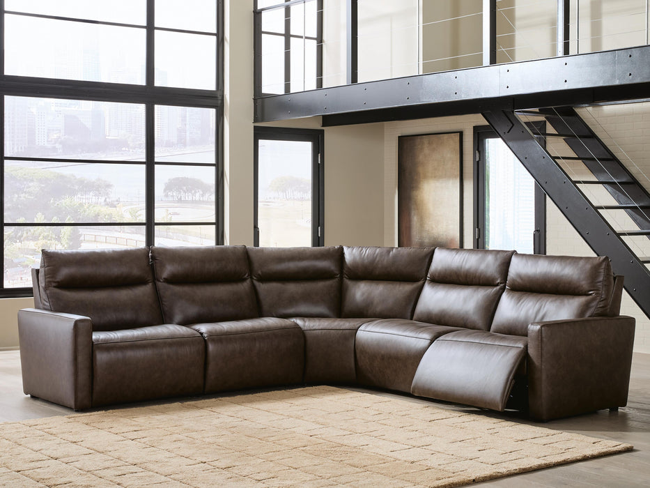 Benchcraft Chocolate 5-Piece Power Reclining Sectional