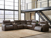 Benchcraft Chocolate 7-Piece Power Reclining Sectional with Audio Consoles